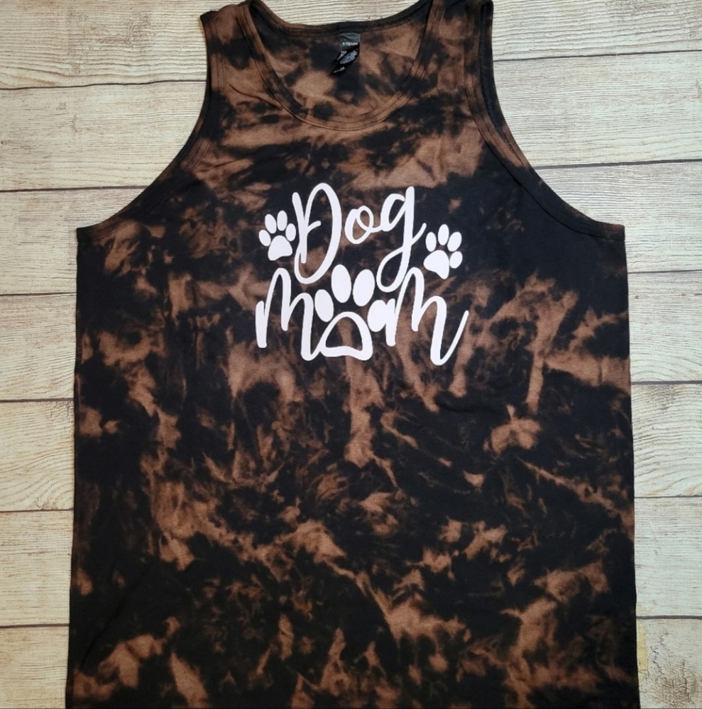 Dog mom bleached tie dye graphic tank top